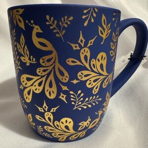 Dwell Studios Rich Purple/Royal Blue and Gold Peacock Mug